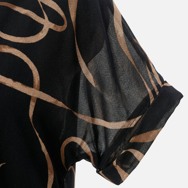 Flowy Chiffon Midi Dress with V-Neck for Women
