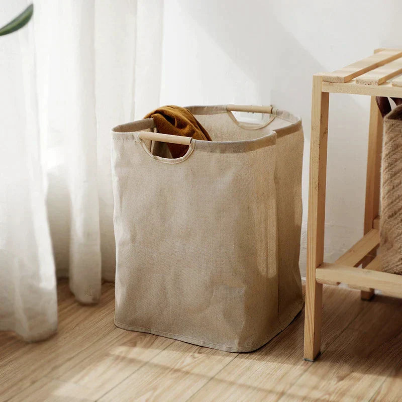 Foldable Laundry Storage Basket – Japanese Design Made from Cotton-Linen 1