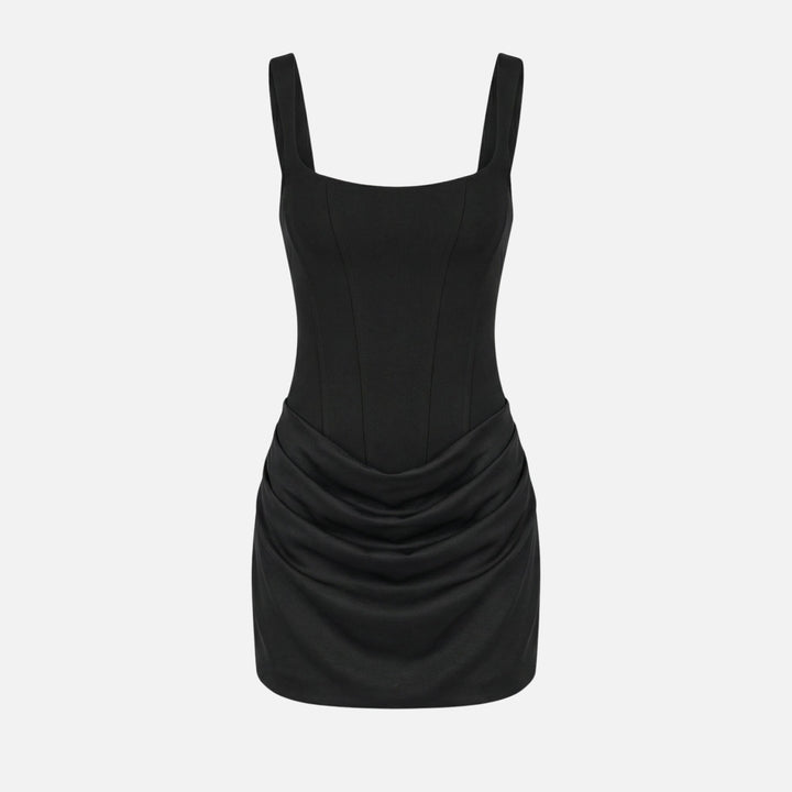 Form-Fitting Mini Dress – Bustier Bodice, Gathered Skirt for Women