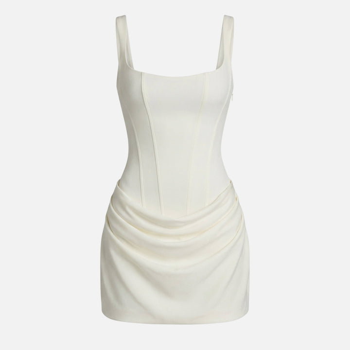 Form-Fitting Mini Dress – Bustier Bodice, Gathered Skirt for Women