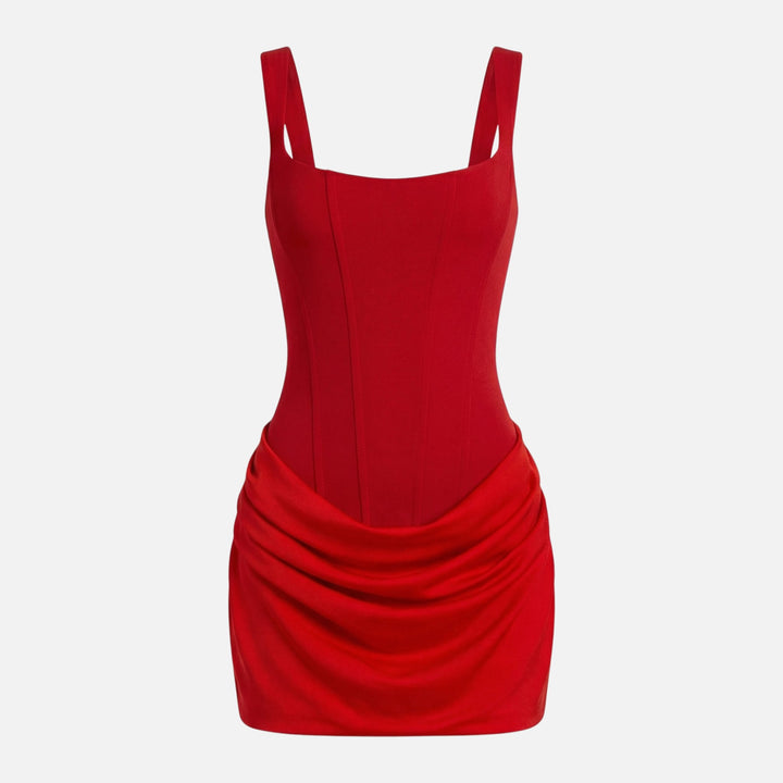 Form-Fitting Mini Dress – Bustier Bodice, Gathered Skirt for Women