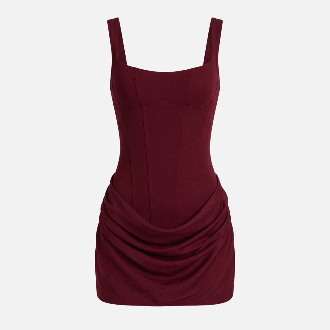 Form-Fitting Mini Dress – Bustier Bodice, Gathered Skirt for Women