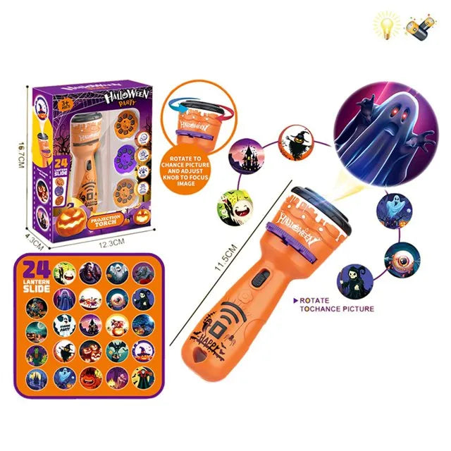 Fun Interactive Projection Lamp for Children – 2-in-1 Flashlight with 24 Motifs 24