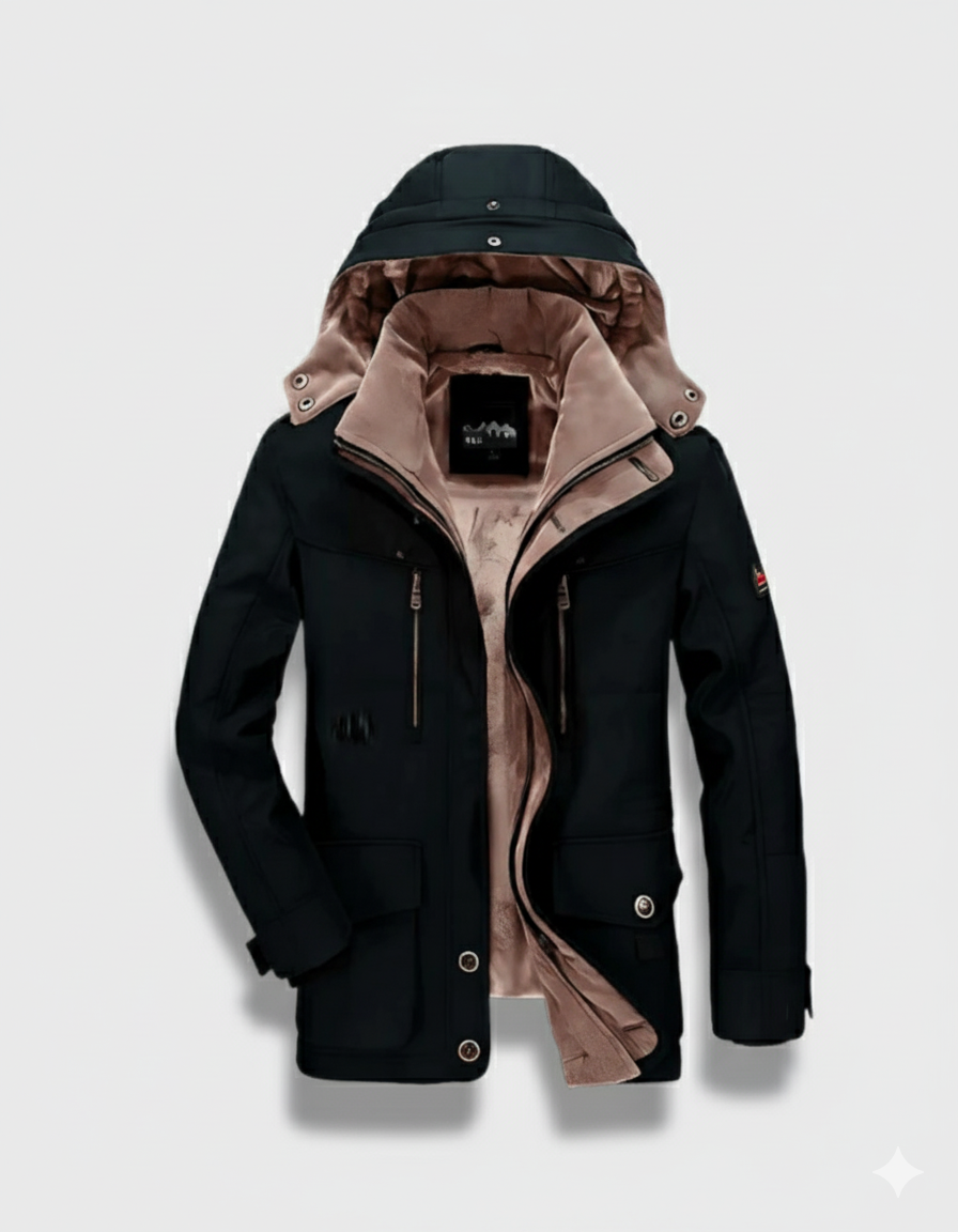 Cecole | Men’s Thick Winter Coat with Hood and Deep Pockets