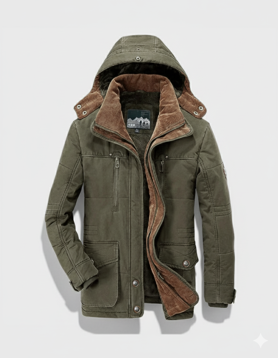 Cecole | Men’s Thick Winter Coat with Hood and Deep Pockets