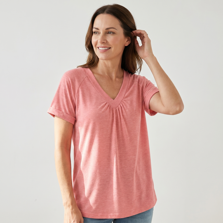 V_Neck_Ruched_Top_with_Elastic_Band_for_Women_6