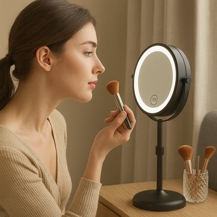 Height-Adjustable Makeup Mirror – LED Light with 10x Magnification 2