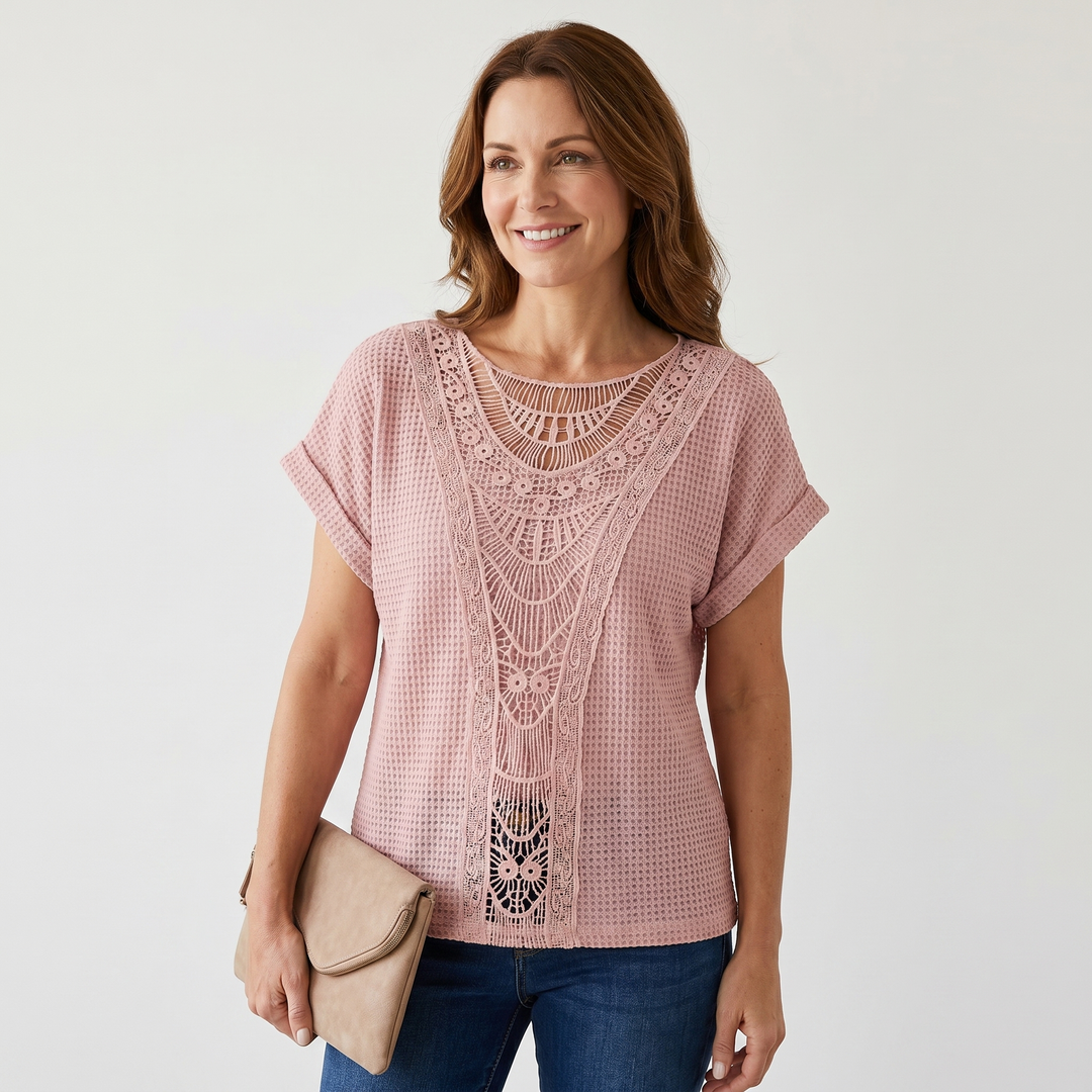 Summer_T_Shirt_with_Crochet_Lace_Panel_Waffle_Knit_Top_for_Women_2
