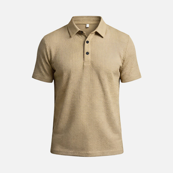 Honeycomb Knit Short-Sleeve Collared Shirt for Men