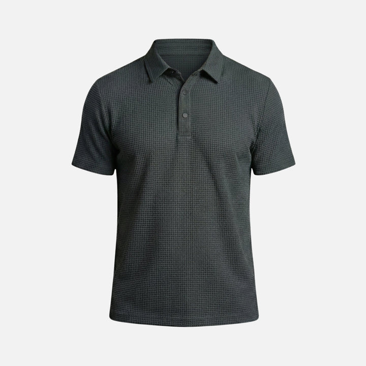 Honeycomb Knit Short-Sleeve Collared Shirt for Men