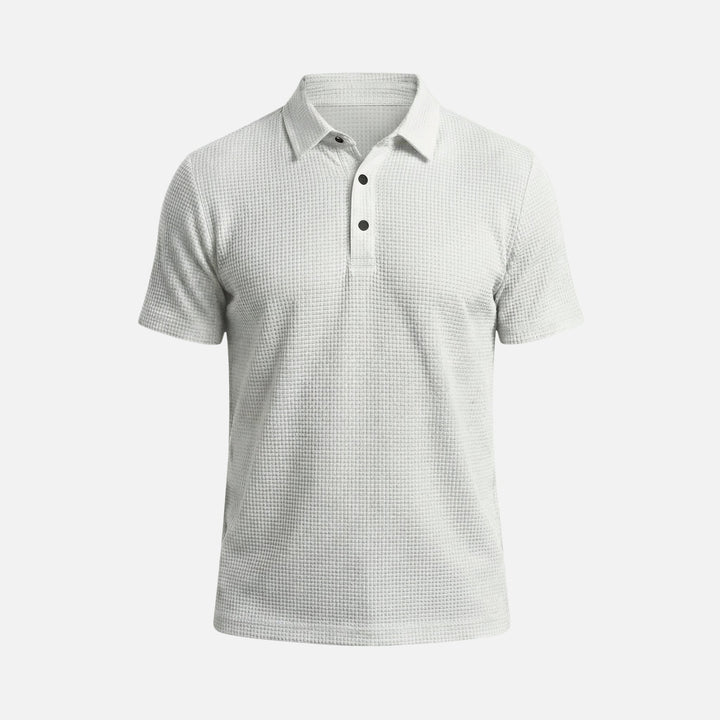 Honeycomb Knit Short-Sleeve Collared Shirt for Men