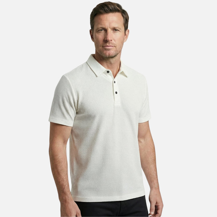 Honeycomb Knit Short-Sleeve Collared Shirt for Men