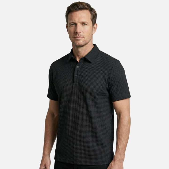Honeycomb Knit Short-Sleeve Collared Shirt for Men