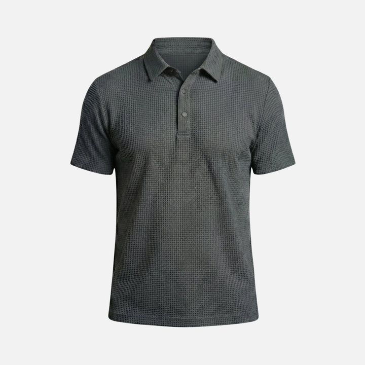 Honeycomb Knit Short-Sleeve Collared Shirt for Men
