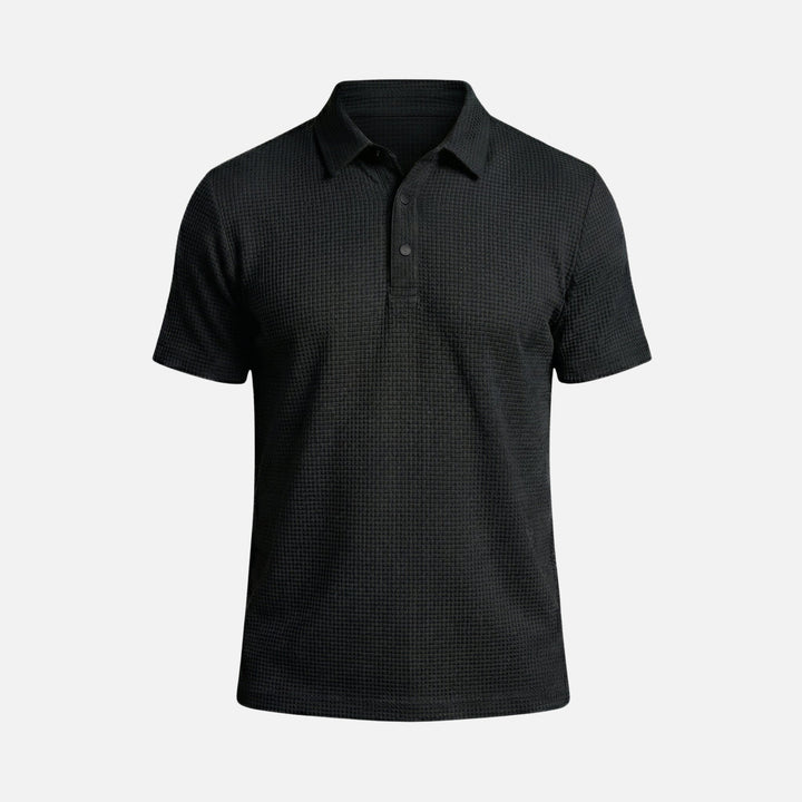 Honeycomb Knit Short-Sleeve Collared Shirt for Men