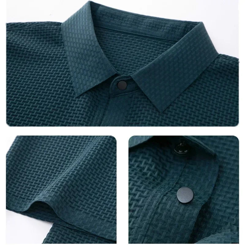 Honeycomb_Knit_Short_Sleeve_Collared_Shirt_for_Men_7