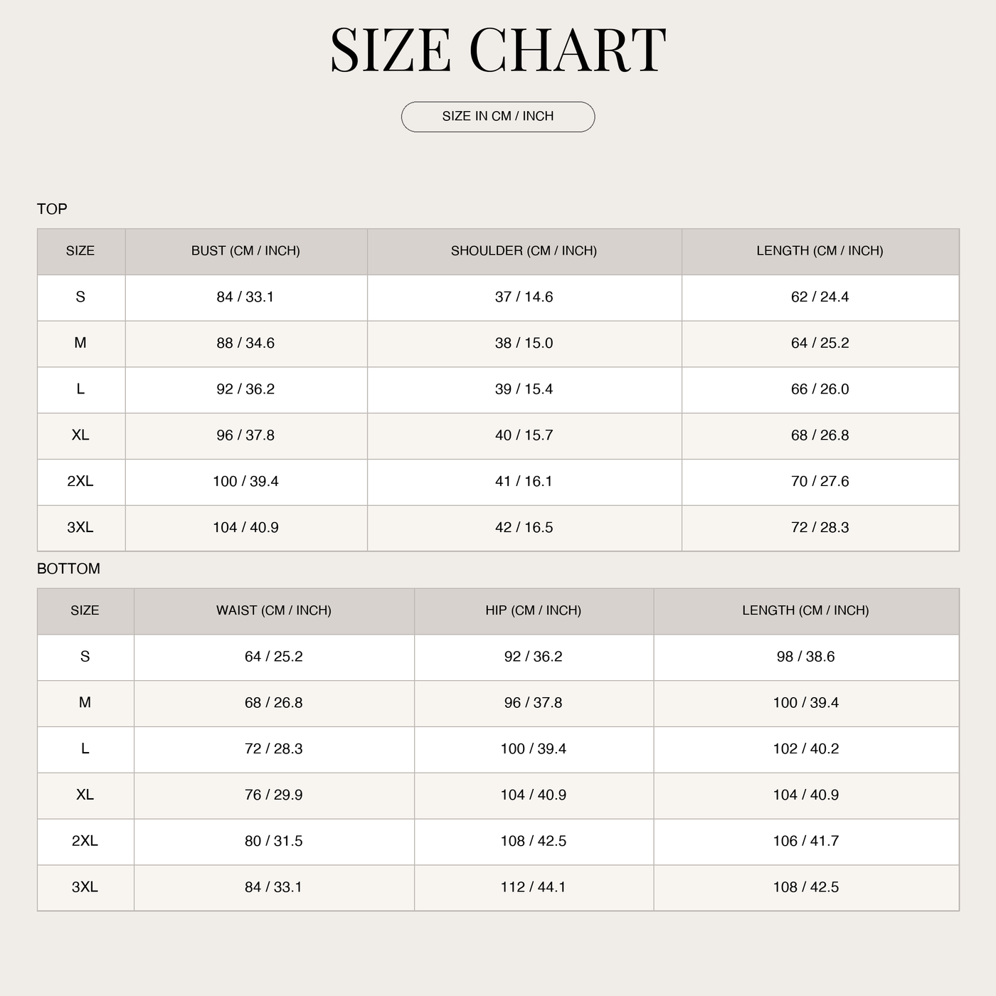 Women's Two-piece Lounge Set – Soft Knit with Relaxed Fit size chart