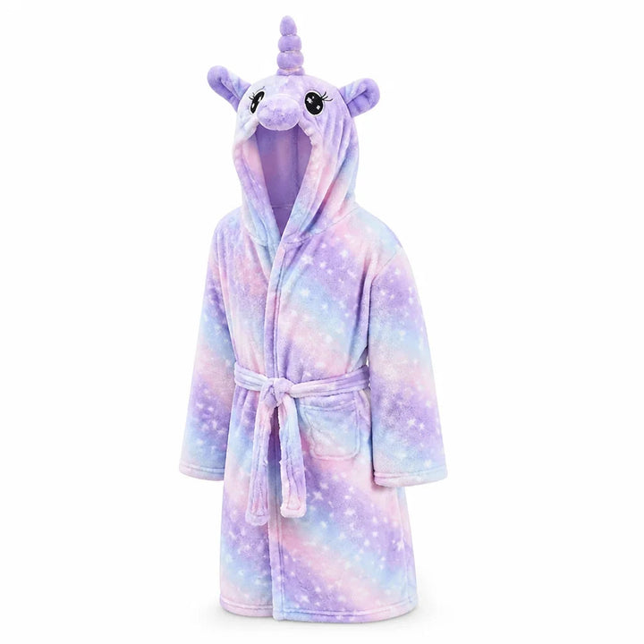 Kids' Flannel Bathrobe – With Hood and Unicorn Print 20