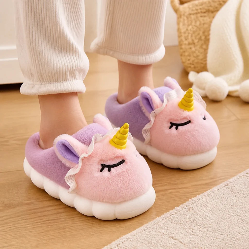 Kids Unicorn Slippers – Warm Plush House Shoes 1