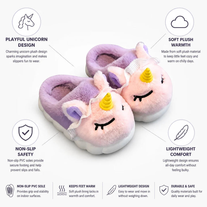 Kids Unicorn Slippers – Warm Plush House Shoes 3