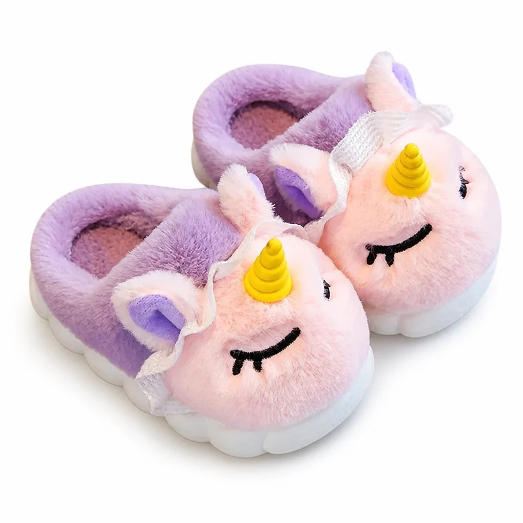 Kids Unicorn Slippers – Warm Plush House Shoes 8