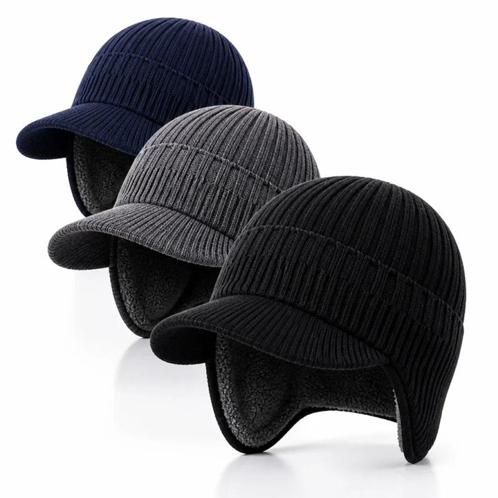 Knitted Lined Unisex Winter Hat – With Visor and Soft Fleece Lining 2