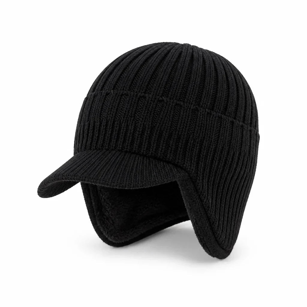 Knitted Lined Unisex Winter Hat – With Visor and Soft Fleece Lining 3
