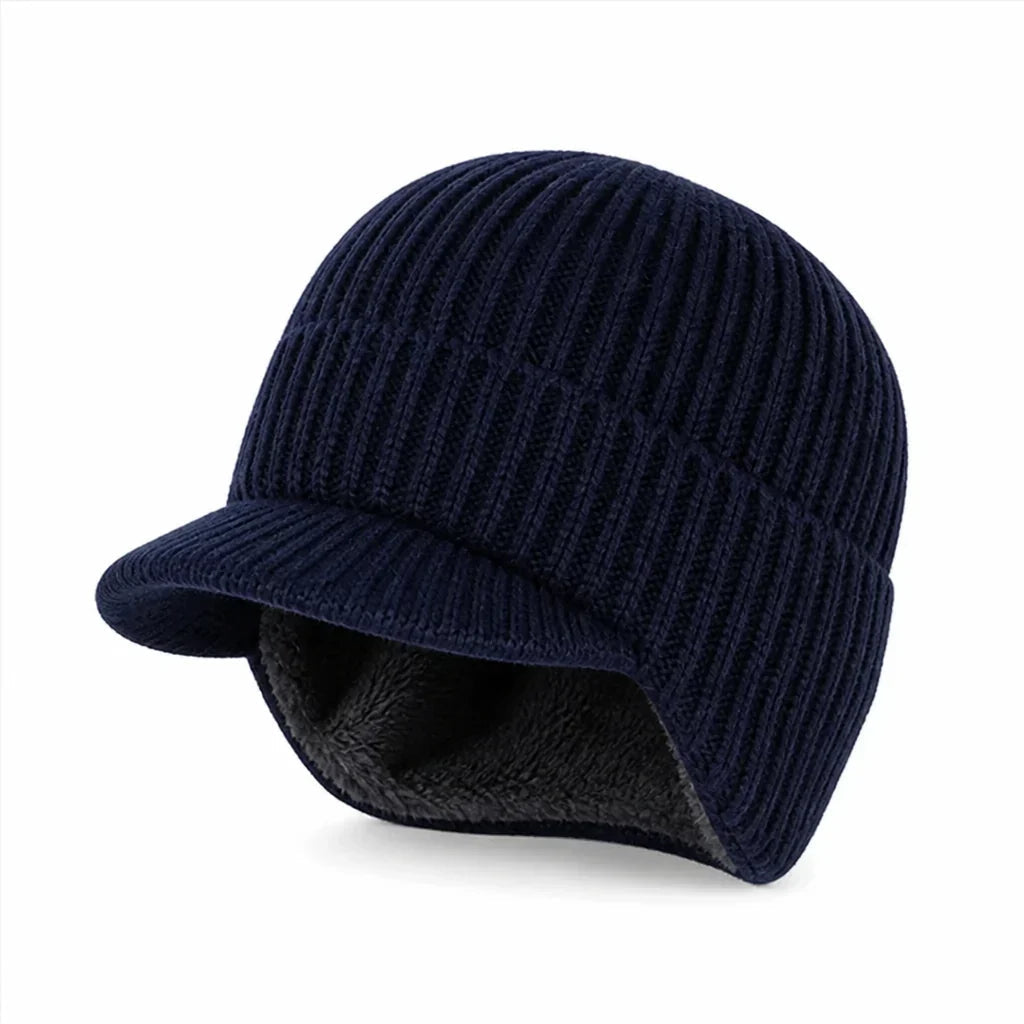 Knitted Lined Unisex Winter Hat – With Visor and Soft Fleece Lining 4