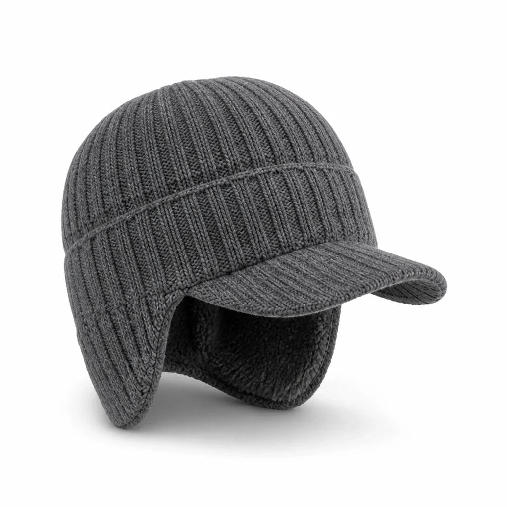 Knitted Lined Unisex Winter Hat – With Visor and Soft Fleece Lining 5