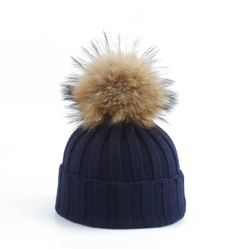 Bonnet à pompon tricoté – Bonnet d'hiver chaud avec pompon en peluche 8
