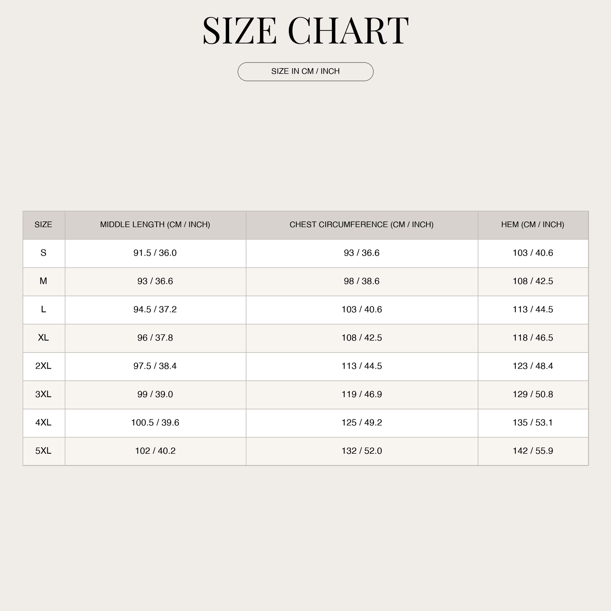 Size Chart