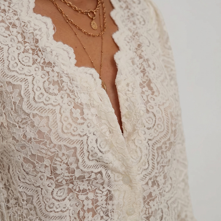 Lace_Top_Scallop_V_neck_Balloon_Sleeves_for_Women_4