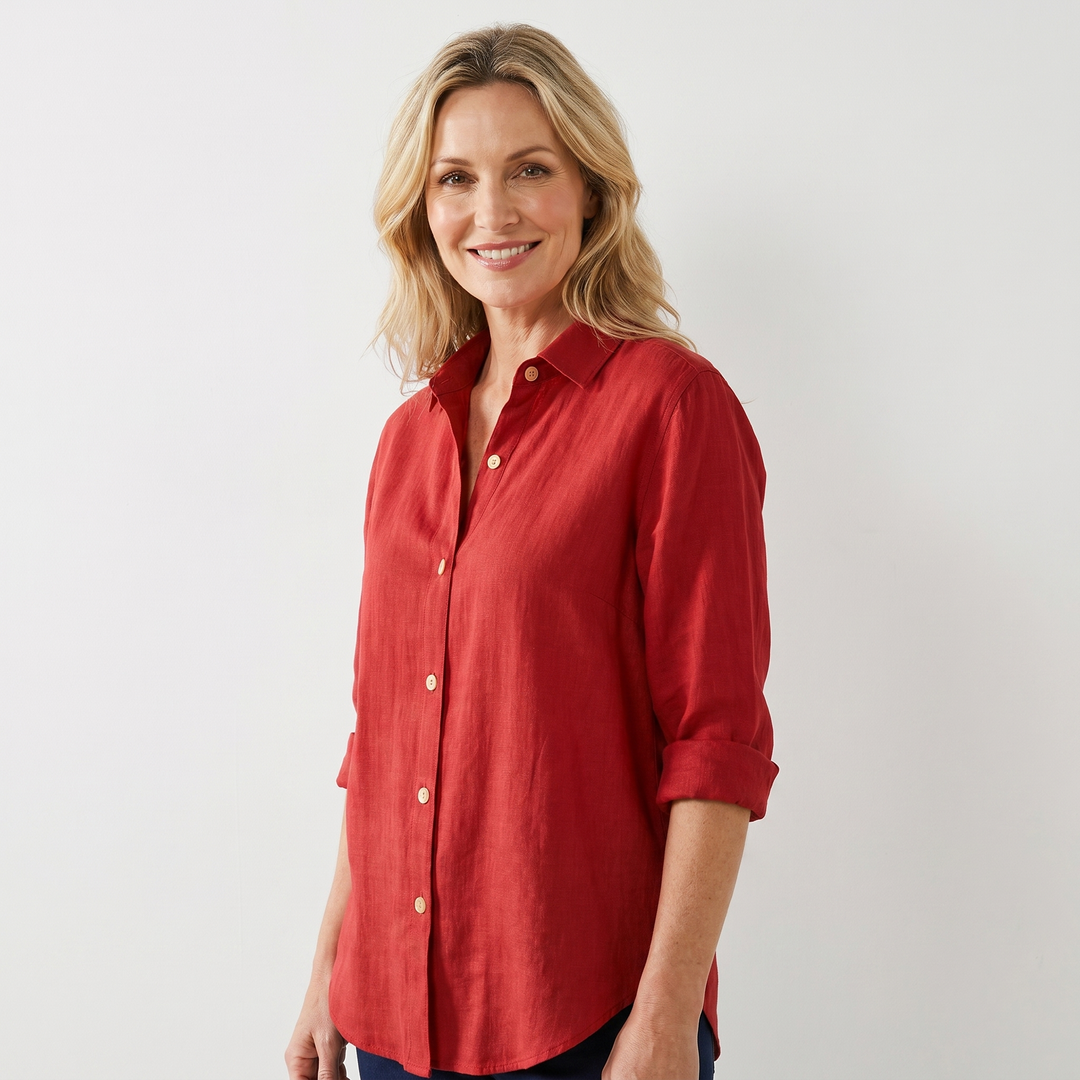 Lightweight Summer Blouse With Rolled Sleeves for Women