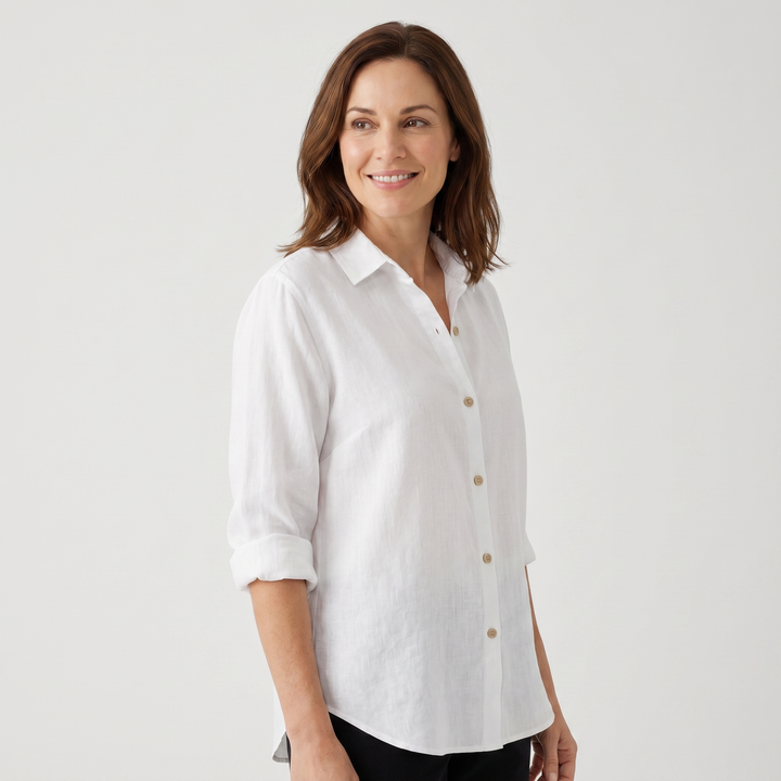 Lightweight Summer Blouse With Rolled Sleeves for Women