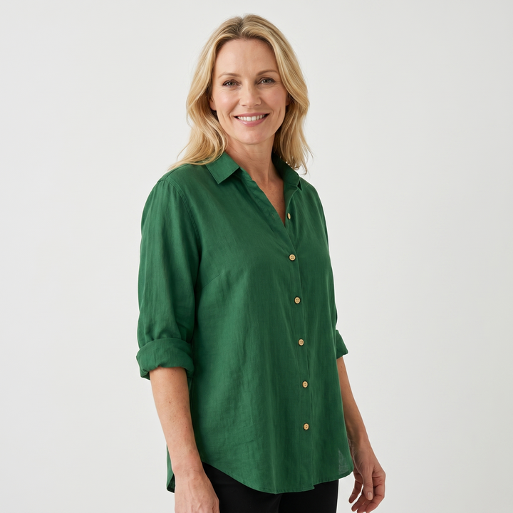 Lightweight Summer Blouse With Rolled Sleeves for Women