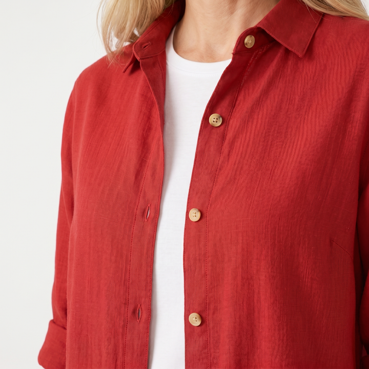 Lightweight Summer Blouse With Rolled Sleeves for Women