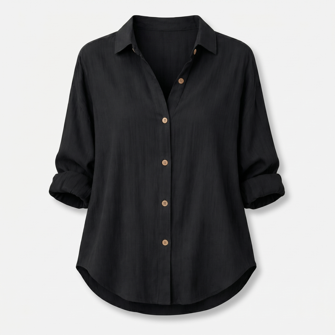 Lightweight Summer Blouse With Rolled Sleeves for Women