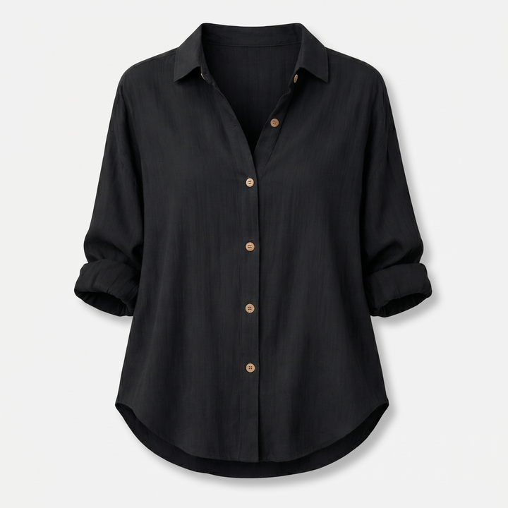 Lightweight Summer Blouse With Rolled Sleeves for Women