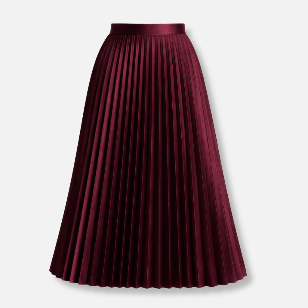 A-Line Pleated Skirt with Elastic Waist for Women