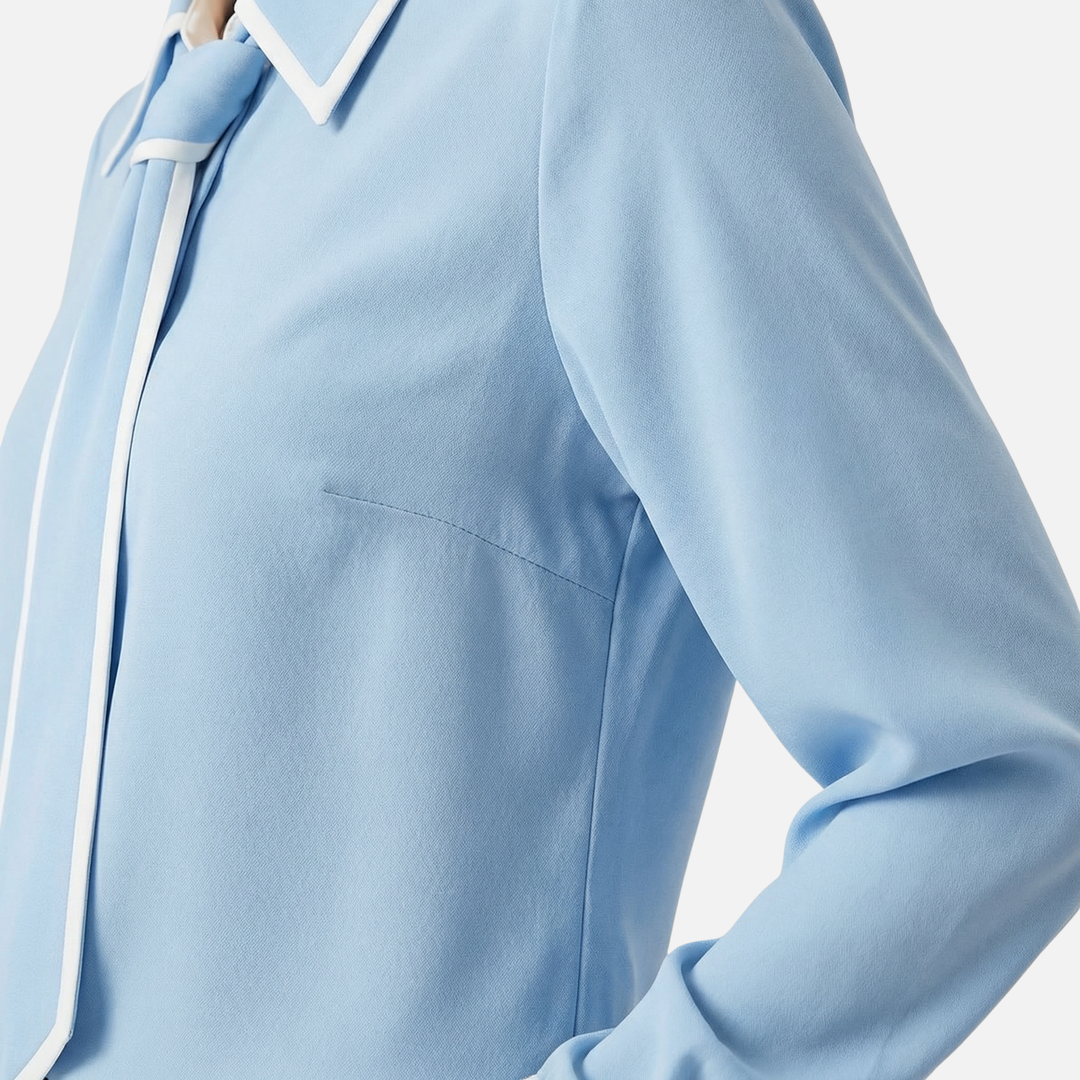 Lightweight Formal Button-Down Blouse with Necktie for Women