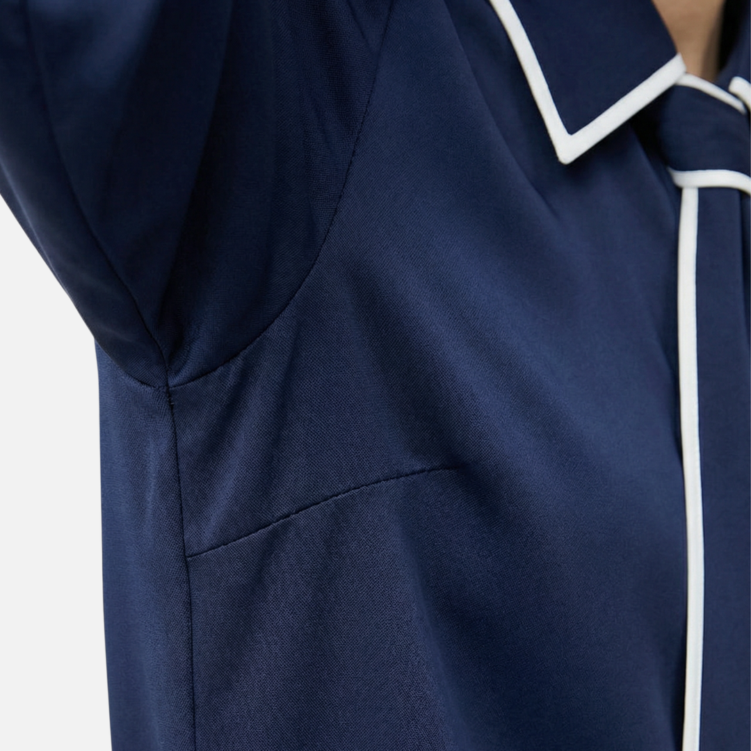 Lightweight Formal Button-Down Blouse with Necktie for Women