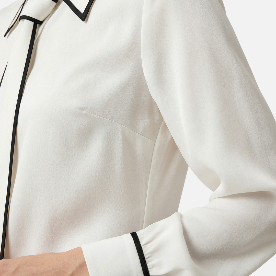 Lightweight Formal Button-Down Blouse with Necktie for Women