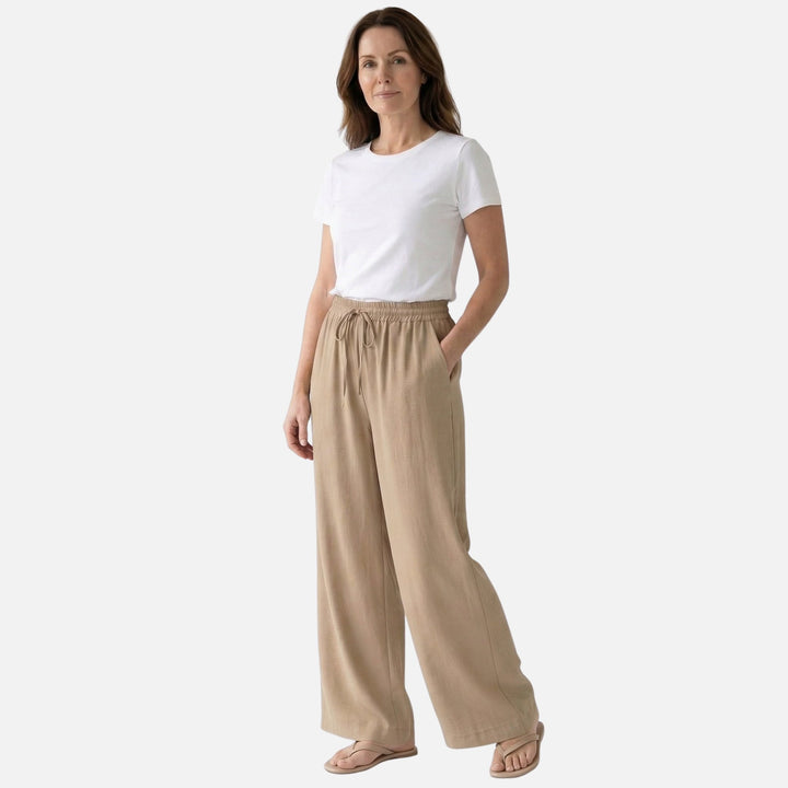 Lightweight Linen Wide Leg Drawstring Pants for Women