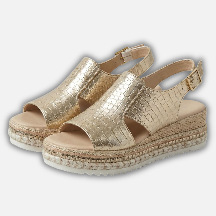 Lightweight Metallic Platform Sandals with Ankle Strap for Women