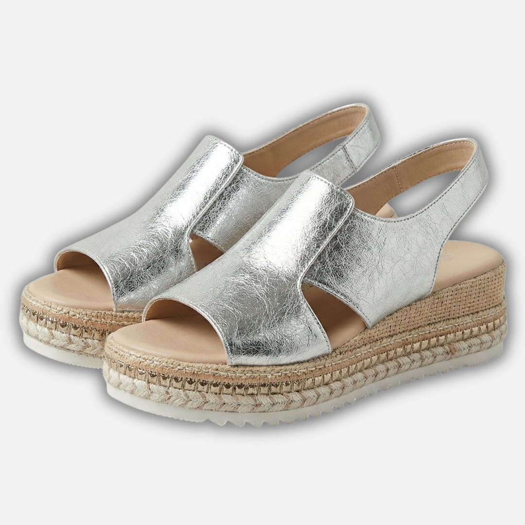 Lightweight Metallic Platform Sandals with Ankle Strap for Women