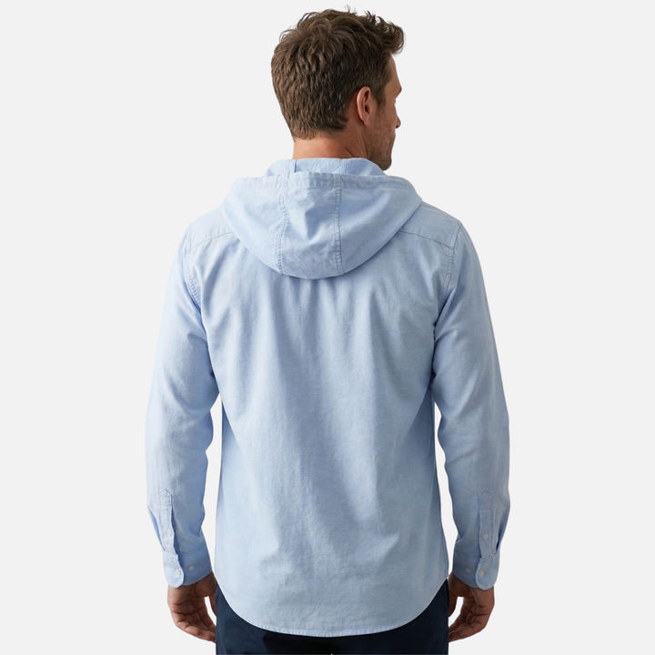 Linen Zip-Up Hoodie Shirt for Men