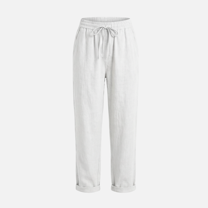 Lightweight Linen Capri Pants with Drawstring Waist for Women