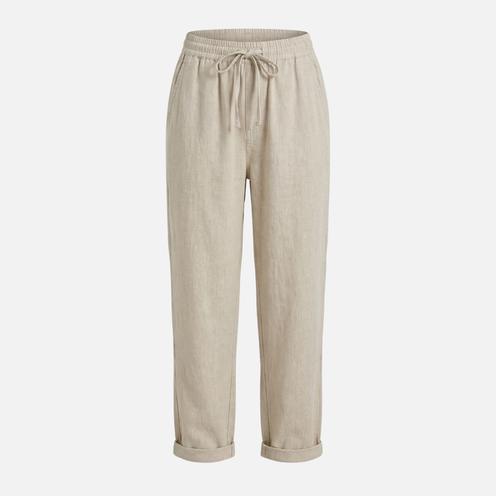 Lightweight Linen Capri Pants with Drawstring Waist for Women