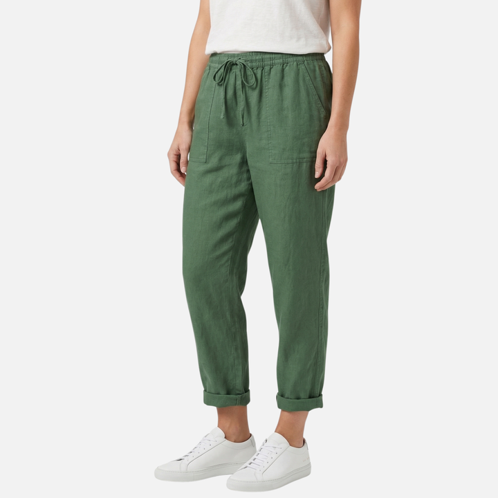 Lightweight Linen Capri Pants with Drawstring Waist for Women