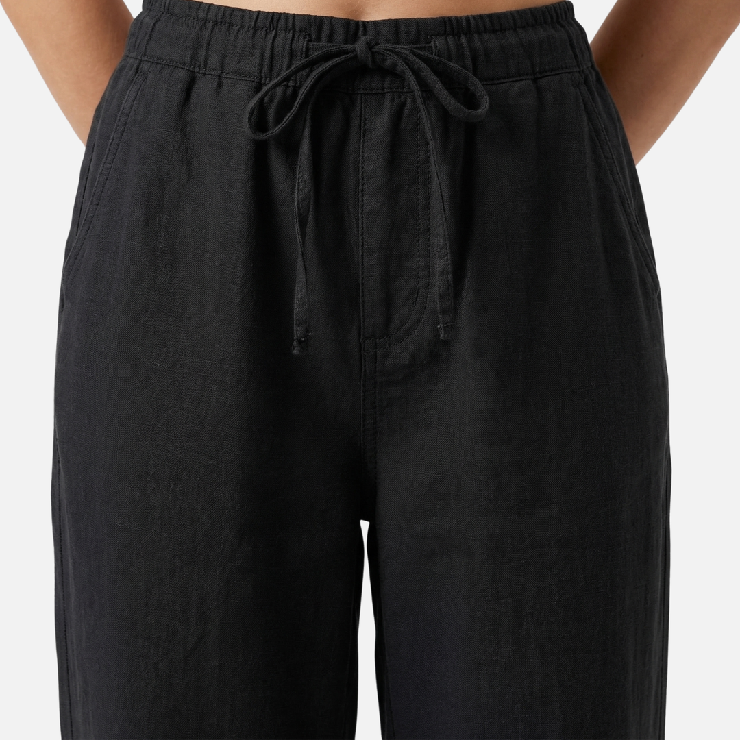 Lightweight Linen Capri Pants with Drawstring Waist for Women